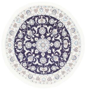 Tappeto Nain Kashmar Persia Medaglione Blu Notte Crema 140x137 Cm