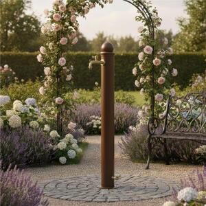 Fontana da Giardino con Due Rubinetti Stile Romantico Dimensioni 30x16x h107 cm - peso 5,8kg con tubo rubinetto, Garantita contro la ruggine Colore Ruggine