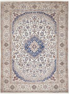 Tappeto Nain Kashmar Persia Medaglione Bianco Blu 304x398 Cm