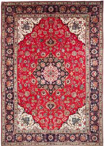 Tappeto Tabriz Persia Medaglione Rosso Blu Scuro 254x365 Cm