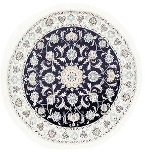 Tappeto Nain Kashmar Persia Medaglione Blu Notte Crema 145x150 Cm