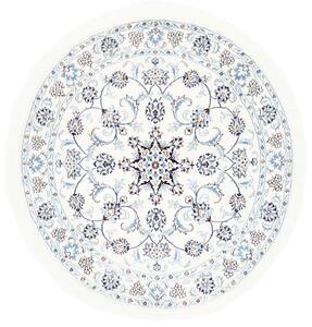 Tappeto Nain Kashmar Persia Medaglione Bianco Azzurro 145x145 Cm