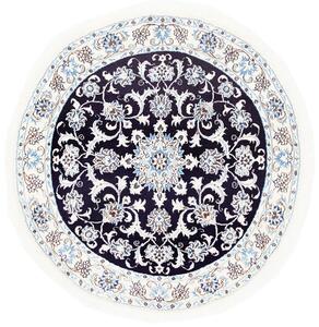 Tappeto Nain Kashmar Persia Medaglione Blu Bianco 140x145 Cm
