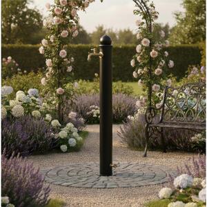 Fontana da Giardino con Due Rubinetti Stile Romantico Dimensioni 30x16x h107 cm - peso 5,8kg con tubo rubinetto, Garantita contro la ruggine Colore Antracite