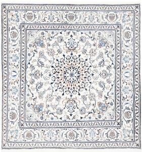 Tappeto Nain Kashmar Persia Medaglione Crema Azzurro 194x200 Cm