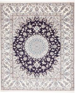 Tappeto Nain Kashmar Persia Medaglione Blu Crema 247x297 Cm