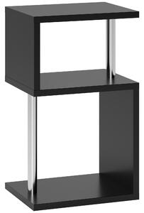 HOMCOM Tavolino con Luce LED a 3 Livelli con Ripiani e Struttura in Alluminio per Salotto Camera da Letto 44x38x75 cm Nero | Aosom Italy