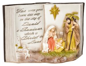HOMCOM Presepe di Natale con Statuine 3D e Incisione, Natività, Decorazione Natalizia in Resina, 21.5x9.5x14cm|Aosom