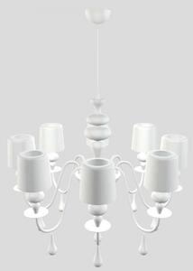 Lampadario Contemporaneo Eva In Plastica Bianco Alluminio 8 Luci