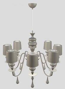 Lampadario Contemporaneo Eva In Plastica Cemento Alluminio 8 Luci