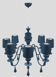 Lampadario Contemporaneo Eva In Plastica Blu Alluminio 8 Luci