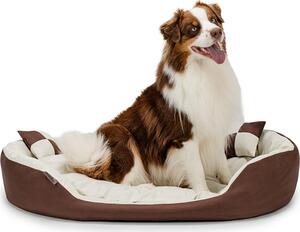 Cuccia per cani lionto, elegante cesto per cani 4 in 1, idrorepellente, antigraffio e di facile manutenzione, 110x80 cm, marrone/beige