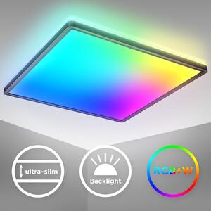 B.K.Licht I Lampada da soffitto LED RGB I Pannello LED ultra piatto I cambio colore I Lampada da soffitto RGBW dimmerabile I illuminazione indiretta I telecomando I Nero