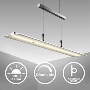Lampadario LED a sospensione, luce dimmerabile, lampada da soffitto regolabile in altezza per cucina, luce calda, metallo color nickel opaco e vetro, 1 luce LED integrata 20W I 230V I IP20
