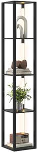 Lampada da Terra con 4 Ripiani 29x29x163 cm 3 Luminosità Regolabili e Interruttore a Pedale in MDF Nero