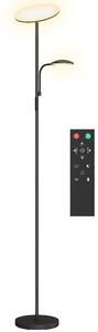 Lampada da Terra con 2 Punti Luce LED Regolabile Temperatura 2700K-6500K con Telecomando in Metallo e PC Nero