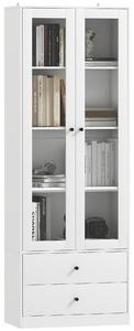 HOMCOM Credenza Cucina con Armadietto e 2 Cassetti, Ante in Vetro e Ripiani Regolabili, 59x30x164 cm, Bianco | Aosom Italy