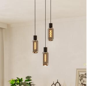 Eglo 901004 - Lampadario a sospensione con cavo MAIONE 3xE27/4W/230V nero/fumé