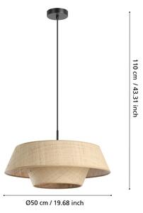 Eglo 44096 - Sospensione su cavo MARFORD 1xE27/60W/230V in rafia
