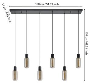 Eglo 901006 - Lampadario a sospensione con cavo MAIONE 6xE27/4W/230V nero/fumé