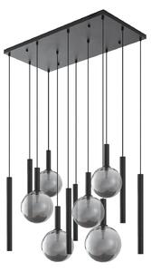 Lampada a sospensione Lucande, Lumavia, dimmerabile, Nero, Sala da pranzo, Vetro, Moderno