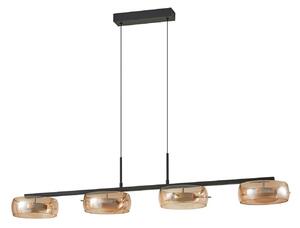 Lampada a sospensione Lucande, Martis, dimmerabile, Dorato / Ottone, Sala da pranzo, Vetro, Moderno