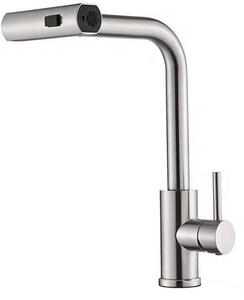 Rubinetto da cucina ad alta pressione con doccetta - Acciaio inossidabile - Comando monocomando - 3 getti d'acqua - Rubinetto da cucina - Rubinetto domestico con manopola girevole per acqua calda e fredda