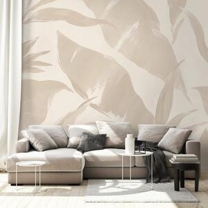 Carta da parati autoadesiva – Foglie tropicali beige