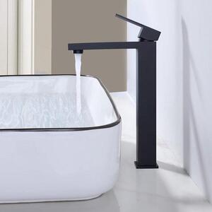 Rubinetto per lavabo da bagno con maniglia quadrata, nero