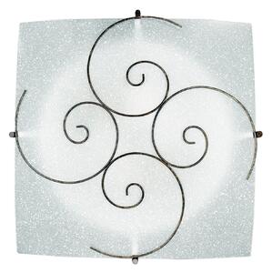 Plafoniera rustico Ricciolo bianco, in vetro, 30x30 cm, FAN EUROPE