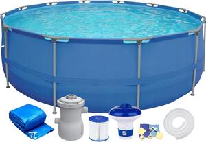 Set piscina fuori terra Walden con struttura in acciaio, rotonda 300x76 cm, con pompa di filtraggio, telo di copertura e galleggiante dosatore
