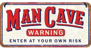 Cartello in metallo Man Cave - Enter at Your Own risk, (20 x 10 cm)