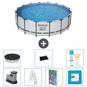 Bestway Steel Pro MAX, piscina in acciaio, forma rotonda, dimensioni 488x122 cm, composta da 6 parti, modello S621