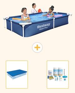 Bestway Steel Pro, piscina rettangolare - 221x150x43 cm - 3 pezzi, modello S22701