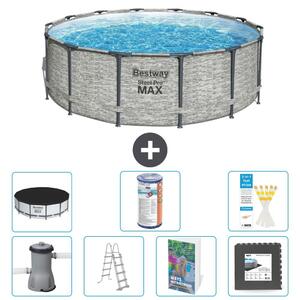 Bestway Steel Pro MAX, piscina in acciaio, forma rotonda, dimensioni 427x122 cm, composta da 6 parti, modello S563