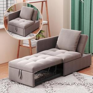 Divano letto 3 in 1, dimensioni 177x68x65 cm, divano letto con schienale regolabile, divano in tessuto di lino grigio, ideale per piccoli spazi