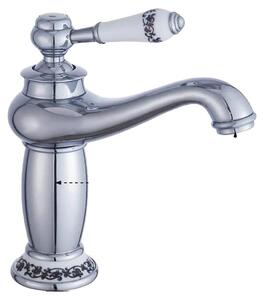 Rubinetto per lavabo, in rame, con valvola in Vetroceramica, argento, G3/8