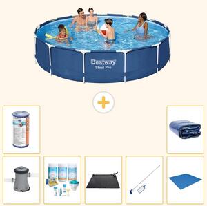 Piscina gonfiabile Bestway Steel Pro, rotonda, dimensioni 396x84 cm, composta da 8 elementi, modello S21616