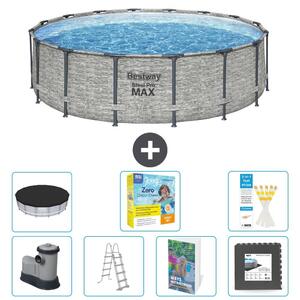 Bestway Steel Pro MAX, piscina in acciaio, forma rotonda, dimensioni 488x122 cm, composta da 6 parti, modello S607