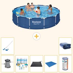 Piscina gonfiabile Bestway Steel Pro, rotonda, dimensioni 396x84 cm, composta da 8 parti, modello S21617
