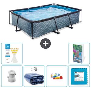Piscina fuori terra rettangolare - aspetto pietra - 300x200x65 cm - composta da 5 elementi - modello S229