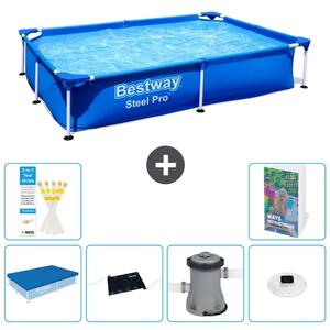 Bestway Steel Pro, piscina rettangolare - 221x150x43 cm - composta da 5 parti, modello S154