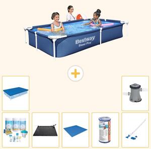Bestway Steel Pro, piscina rettangolare - 221x150x43 cm - 8 pezzi - Modello S22210