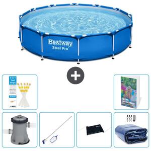 Piscina gonfiabile Bestway Steel Pro, rotonda, dimensioni 366x76 cm, composta da 5 parti, realizzata in acciaio S235