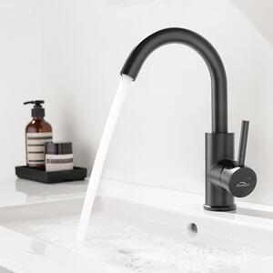 Miscelatore per lavabo Auralum nero opaco rubinetto bagno girevole a 360 gradi tubo flessibile 60CM