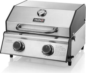 Barbecue da tavolo a gas compatto con 2 bruciatori – Barbecue in acciaio inossidabile per campeggio e giardino