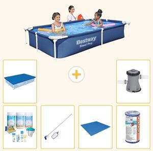 Bestway Steel Pro, piscina rettangolare - 221x150x43 cm - 7 pezzi - Modello S21515