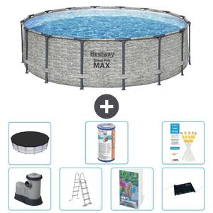 Piscina gonfiabile Bestway Steel Pro MAX, rotonda, 488x122 cm, composta da 6 parti, modello S619