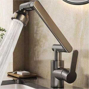 Rubinetto da cucina e da bagno flessibile, regolabile in altezza ed estensibile, in acciaio inossidabile, con 2 livelli di flusso