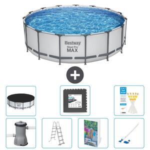 Bestway Steel Pro MAX, piscina in acciaio, forma rotonda, dimensioni 488x122 cm, composta da 6 parti, modello S610